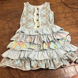 Mustard Pie Spa Blue Raegan Knit Apron Dress, size 8